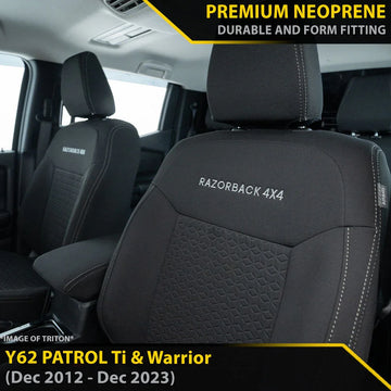 Nissan Patrol Y62 Ti & Warrior GP6 Premium Neoprene 2x Front Seat Covers (Made to Order) - Brixton 4x4 - Buy Online Now!